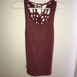 Pacsun burgundy ribbed top crochet